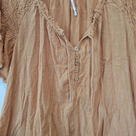 Free People Rosie Tunic Boho Gauzy Cotton Size Small Oversized in orange/tan - Picture 4 of 8